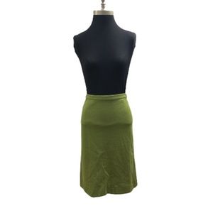 Vtg 70s Bleyle for Hooper Pea Green Wool Knit A-Line Skirt 10